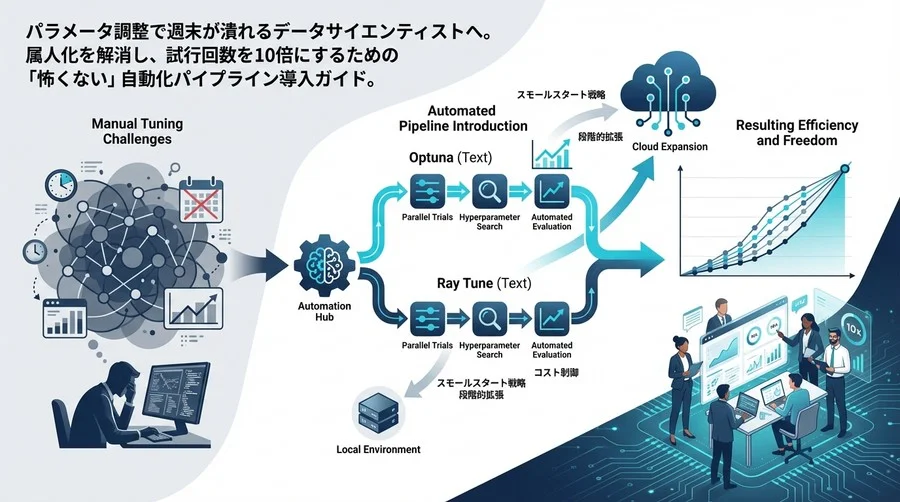 週末のパラメータ調整から解放される：AI自動並列パイプライン導入の現実的ロードマップ