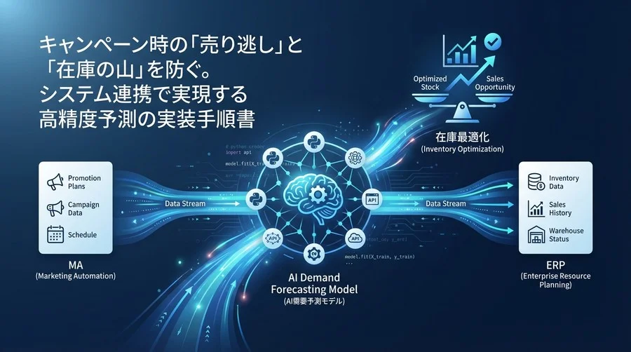 プロモーション連動型AI需要予測の実装：MA・ERP連携で実現する「在庫最適化」システム構築ガイド