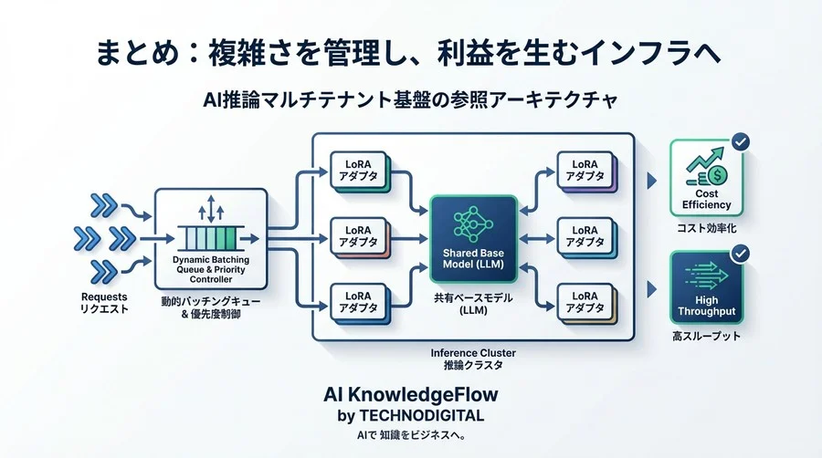 【AI推論のマルチテナント化】SaaS利益率を改善するGPUリソース集約と「隣人トラブル」を防ぐアーキテクチャ設計 - Conclusion Image