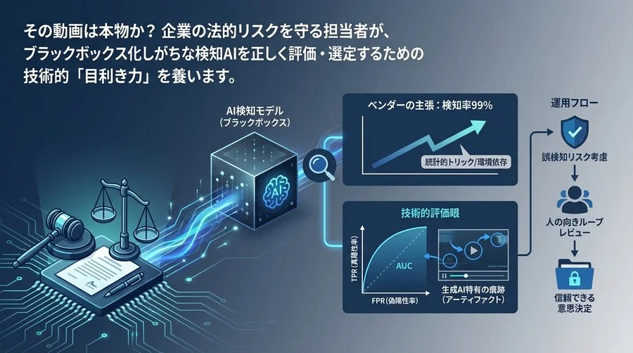 その動画は本物か？法務担当者が身につけるべきディープフェイク検知AIの技術的評価眼