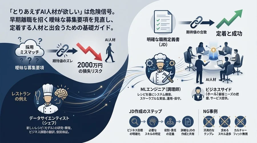 AI人材の採用ミスマッチを防ぐ「職務定義書」設計術：曖昧な募集が招く2000万円の損失リスクと回避策