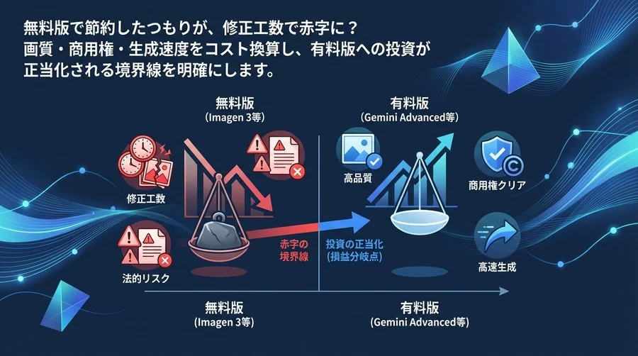 Imagen 3 無料版 vs 有料版：修正工数と法的リスクで読み解く「赤字」の境界線