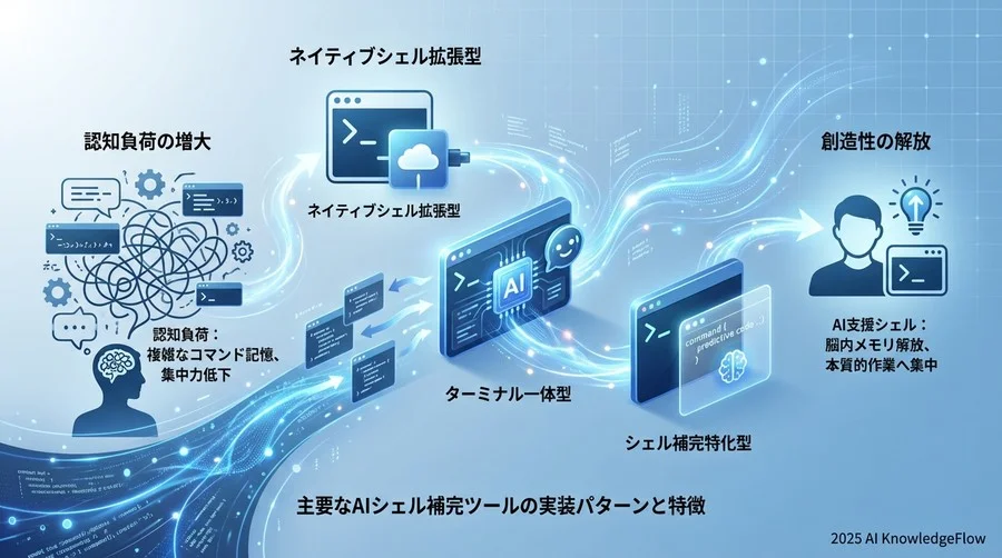 主要なAIシェル補完ツールの実装パターンと特徴 - Section Image