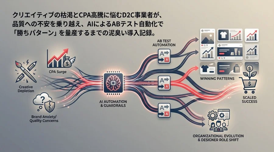 D2C広告運用のAI自動化：CPA高騰と「ブランド崩壊」の不安を乗り越え、勝ちパターンを量産した100日間の記録