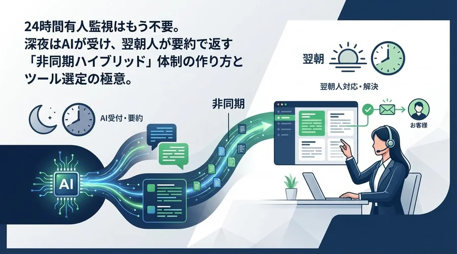24時間有人監視は不要。深夜はAI受付・翌朝人対応の「非同期ハイブリッド」でコストと疲弊を断つ