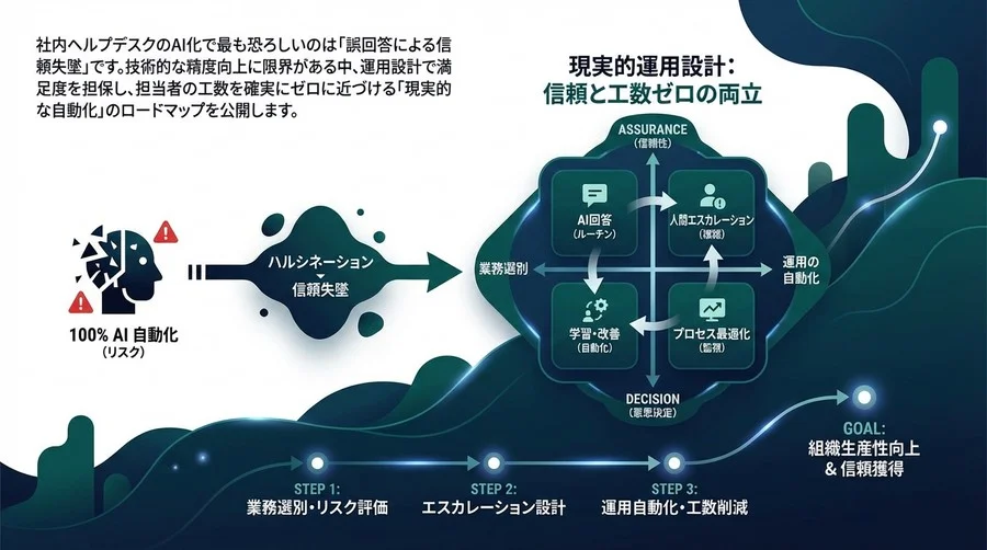 AI回答率100%は捨てるべき？社内Q&A自動化で「信頼」と「工数ゼロ」を両立する現実的運用設計ガイド