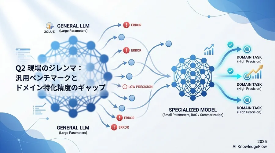 Q2 現場のジレンマ：汎用ベンチマークとドメイン特化精度のギャップ - Section Image