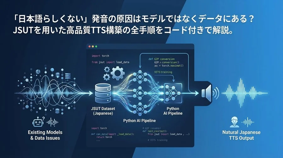 日本語TTS開発の落とし穴：JSUTデータセットとPythonで構築する「自然な」AI音声合成の全技術工程