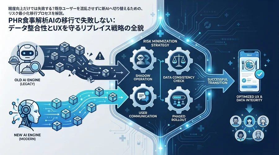 PHR食事解析AIの移行で失敗しない：データ整合性とUXを守るリプレイス戦略の全貌