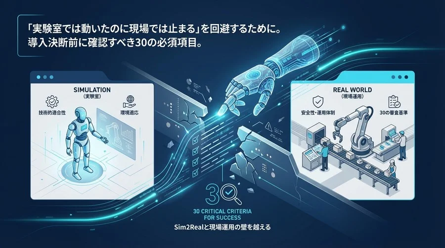 強化学習ロボット導入の失敗を防ぐ30の審査基準｜Sim2Realと現場運用の壁を越える