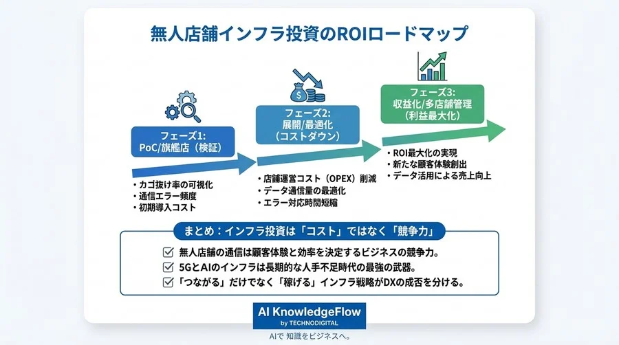 無人決済店舗の勝算は「通信」にあり。5Gインフラ投資がROIを最大化する理由とコスト対効果の冷徹な分析 - Conclusion Image