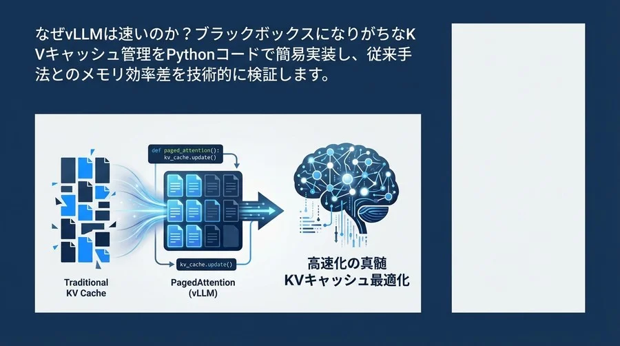 なぜvLLMは速いのか？Python実装で解き明かすPagedAttentionとKVキャッシュ最適化の真髄