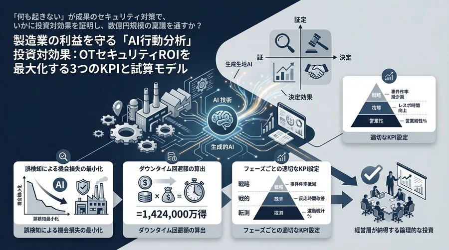 製造業の利益を守る「AI行動分析」投資対効果：OTセキュリティROIを最大化する3つのKPIと試算モデル
