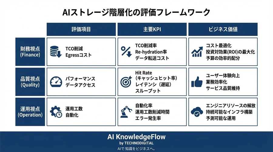 ストレージコスト削減の嘘を見抜く：AI階層化の真価を証明する「防御的KPI」設計論 - Conclusion Image