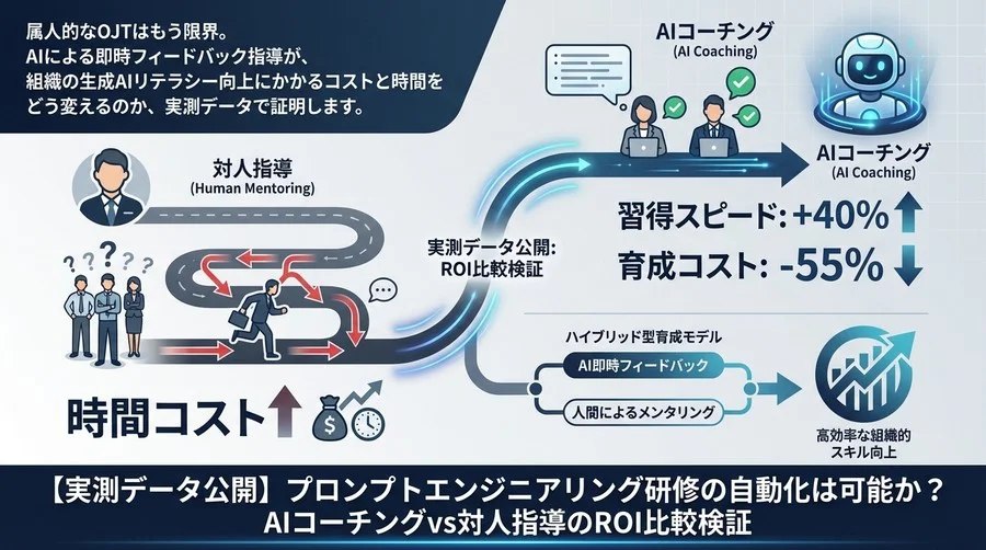 【実測データ公開】プロンプトエンジニアリング研修の自動化は可能か？AIコーチングvs対人指導のROI比較検証