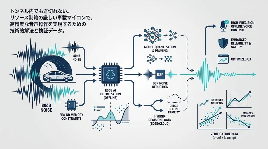 車載エッジAI音声操作の実装：80dBノイズと数KBメモリ制約を攻略するオフライン最適化技法