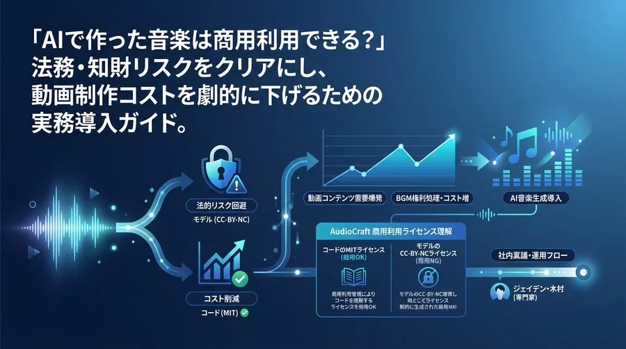 AudioCraft商用利用の落とし穴と勝算：AI音楽生成によるコスト削減と法的リスク回避の実践ガイド