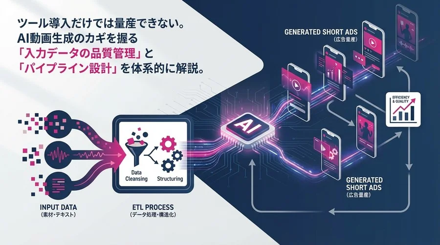 動画生成AIでショート広告を量産する「データパイプライン」設計術：ツール導入で終わらせない制作体制の作り方