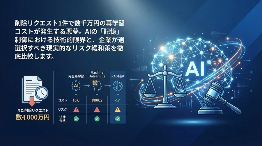 削除リクエスト1件で数千万円？AIの「記憶」制御における技術的限界と現実解