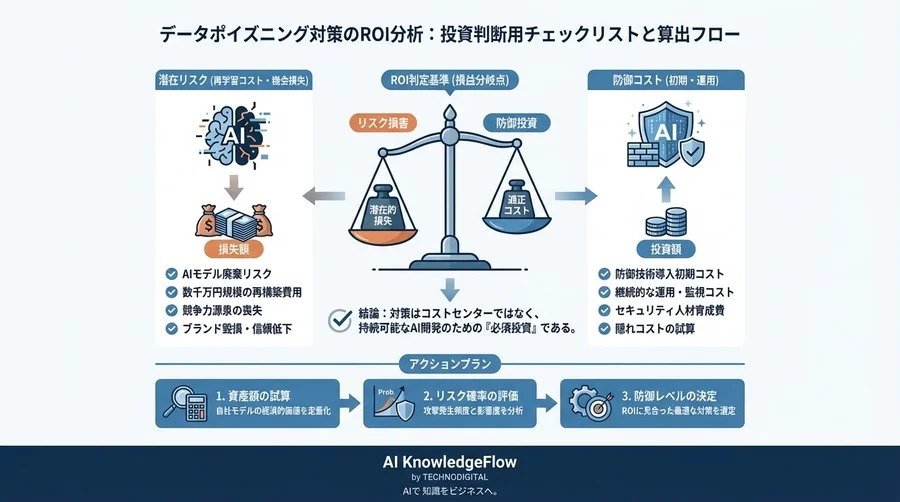 データポイズニング対策のROI分析：モデル廃棄リスクと防御コストの経済合理性 - Conclusion Image