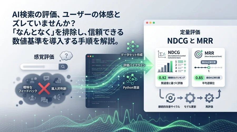 検索精度の「感覚評価」を卒業する。NDCGとMRRによるAI検索評価の実装ガイド