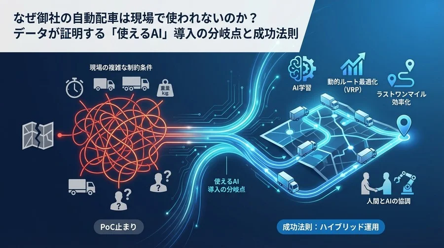 なぜ御社の自動配車は現場で使われないのか？データが証明する「使えるAI」導入の分岐点と成功法則