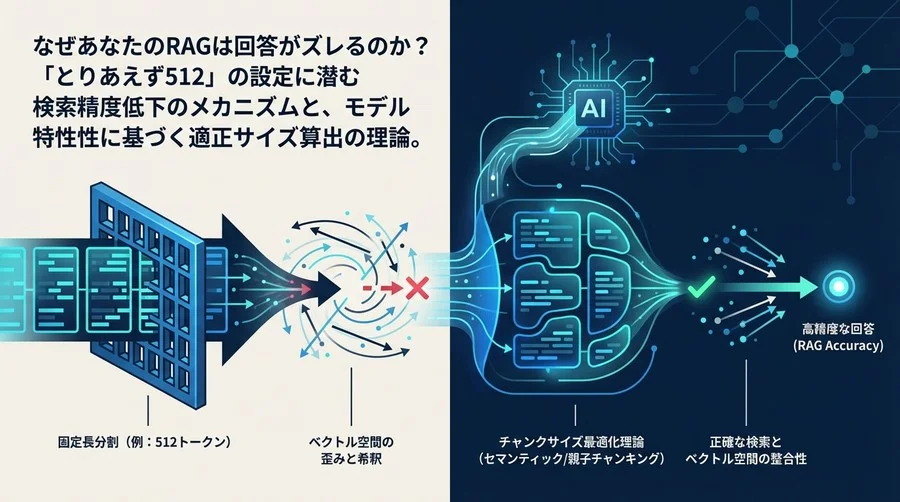 なぜRAGの回答はズレるのか？「固定長512」の罠とベクトル空間の歪みを防ぐチャンクサイズ最適化理論
