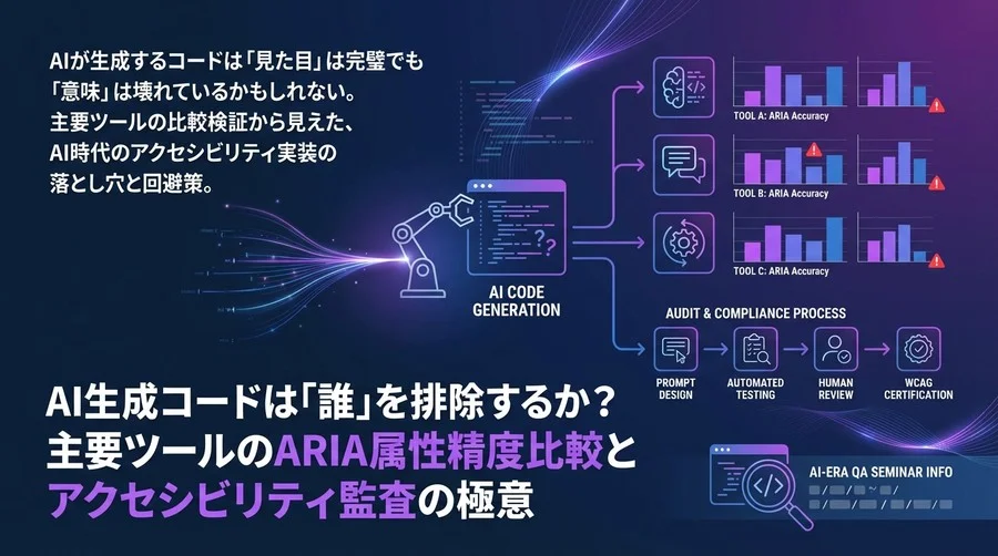 AI生成コードは「誰」を排除するか？主要ツールのARIA属性精度比較とアクセシビリティ監査の極意
