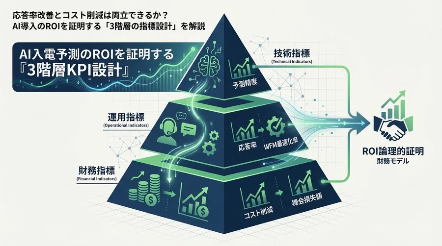 AI入電予測のROIを証明する『3階層KPI設計』：応答率とコスト削減を両立させる財務モデル