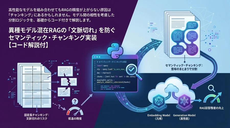 異種モデル混在RAGの「文脈切れ」を防ぐセマンティック・チャンキング実装【コード解説付】