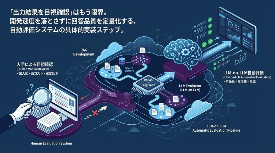 RAG開発の「目視確認」を卒業する。LLM-on-LLM自動評価パイプライン構築の実践ガイド