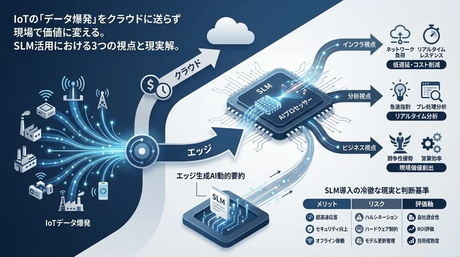 IoTデータは全量クラウドへ送るな。エッジ生成AI動的要約の真価とSLM導入における冷徹な判断基準