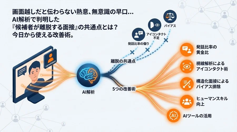 AI解析が暴く「候補者が離脱する面接」の共通点。画面越しの熱意を伝える5つの改善術
