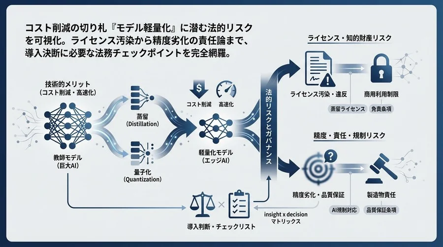 AIコスト削減の切り札「軽量化」に潜む法的リスク｜蒸留ライセンスと精度保証の境界線
