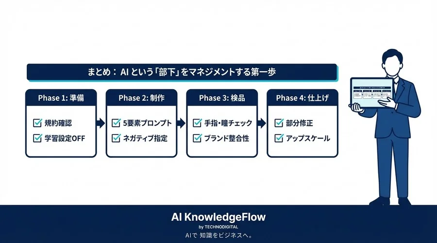 絵心がなくても高品質なAI画像を量産する「品質管理（QC）」チェックリスト【商用利用対応】 - Conclusion Image