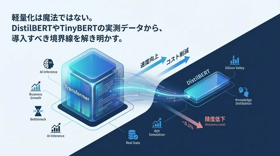 Transformer軽量化の真実：DistilBERT導入で得る速度と失う精度を完全数値化