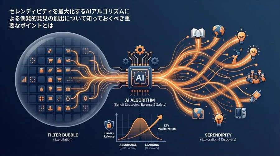 フィルターバブルを突破するAIセレンディピティ：売上リスクを抑えた偶発的発見の自動化戦略