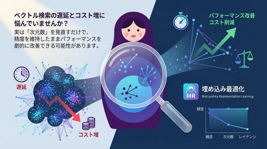 ベクトル検索の遅延は「次元数」が原因？精度を維持しコストを半減させる埋め込み最適化の全技術