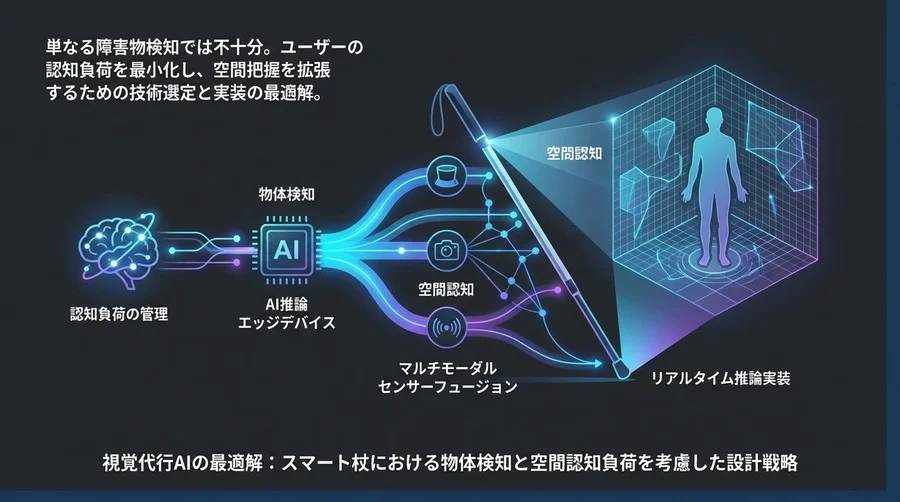 視覚代行AIの最適解：スマート杖における物体検知と空間認知負荷を考慮した設計戦略