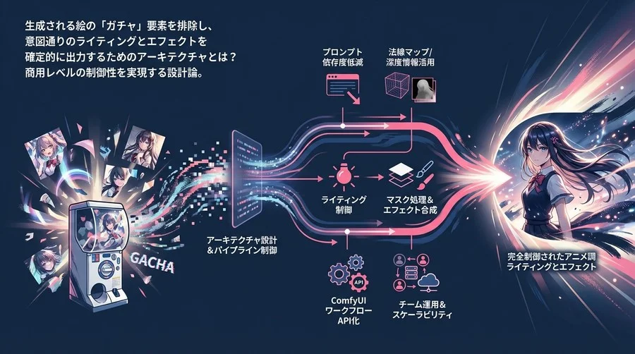 AI画像生成の「ガチャ」を終わらせる：アニメ調ライティングとエフェクトを完全制御するパイプライン設計論