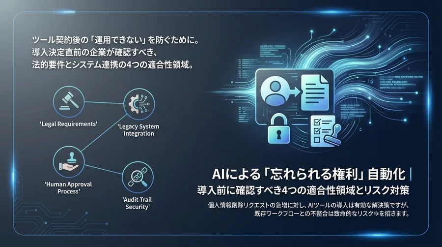 AIによる「忘れられる権利」自動化｜導入前に確認すべき4つの適合性領域とリスク対策