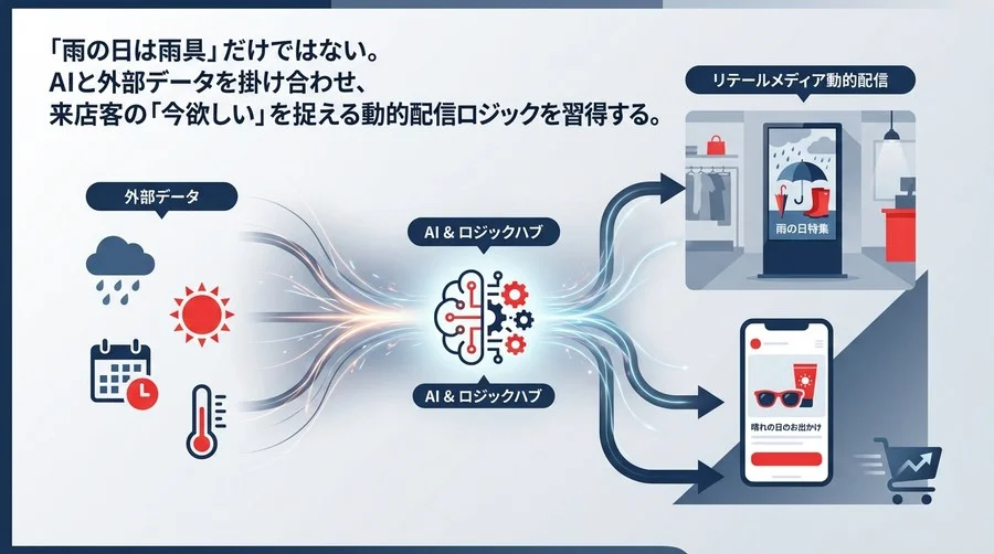 雨の日＝雨具だけ？AI×気象データでリテールメディアの収益を変える動的配信ロジック設計講座