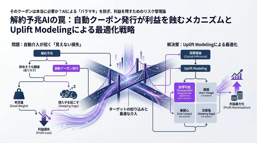 解約予兆AIの罠：自動クーポン発行が利益を蝕むメカニズムとUplift Modelingによる最適化戦略