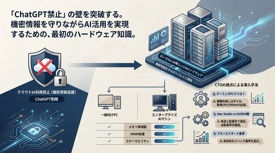 「ChatGPT禁止」の壁を突破する。機密情報を守るローカルLLM用エッジAIハードウェア選定の最適解