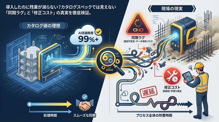 配筋検査AI導入の落とし穴：カタログ値では見えない「同期ラグ」と「修正コスト」の真実