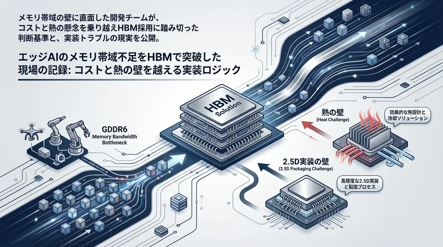 エッジAIのメモリ帯域不足をHBMで突破した現場の記録：コストと熱の壁を越える実装ロジック