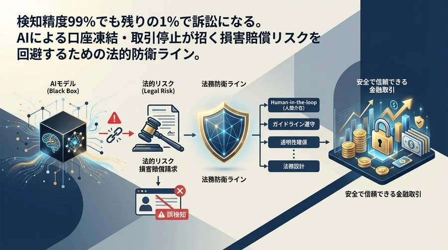 不正送金検知AIの法的リスク：誤検知による損害賠償を防ぐ「法務防衛ライン」の設計図