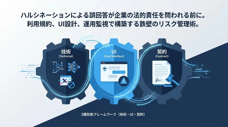 生成AI FAQの法的リスクを技術・UI・契約で封じ込める：企業のハルシネーション対策と3層防衛術