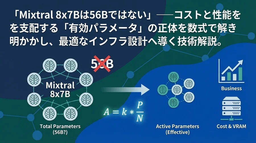 「Mixtral 8x7Bは56Bではない」──コストと性能を支配する「有効パラメータ」の正体を数式で解き明かす