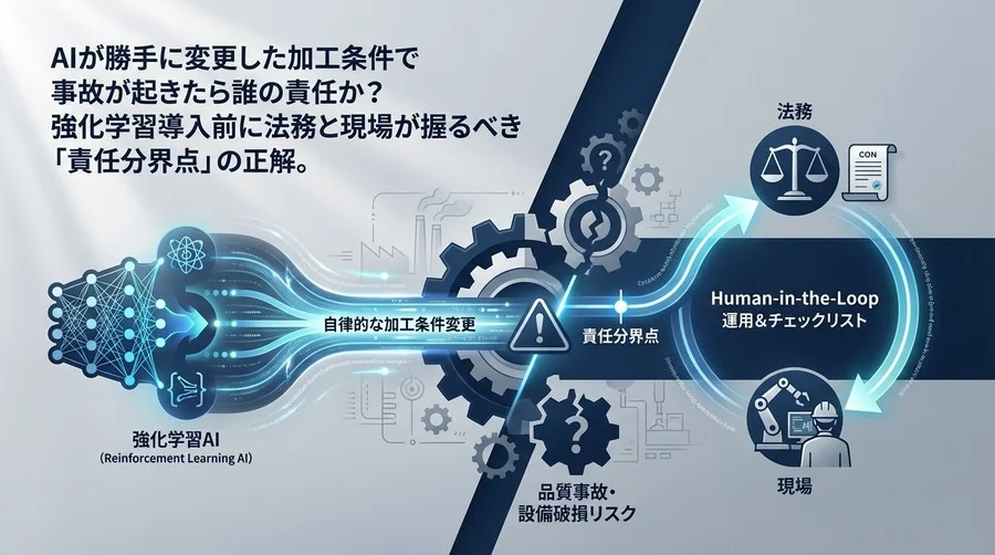 AIによる加工条件変更で事故は誰の責任？強化学習導入前に法務と現場が握るべき「責任分界点」の正解